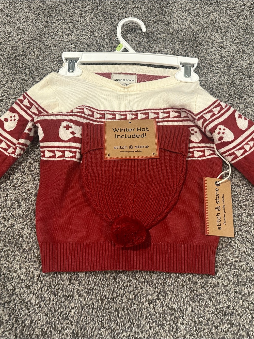 Kids Gaming Sweater with Matching Winter Hat